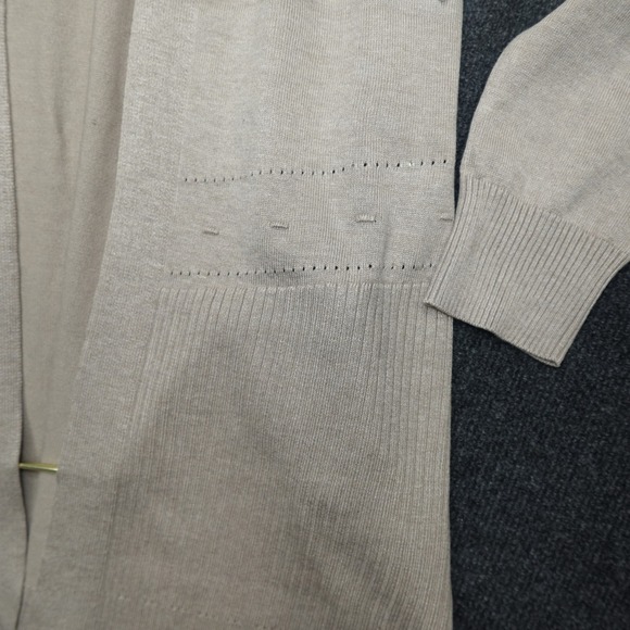NWT 89th + Madison Cardigan Open Front Pointelle Women L Terrain Heather - Picture 4 of 8